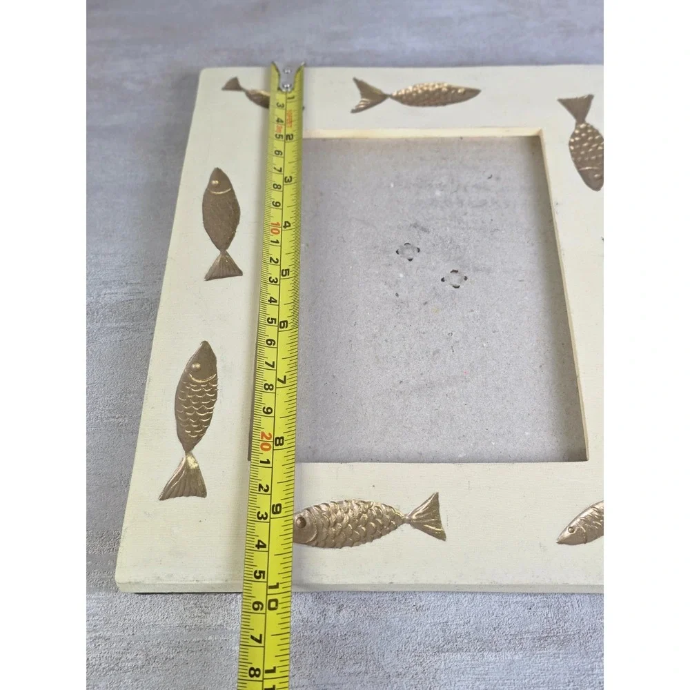 Off-white Resin photo frame embossed gold-tone metallic fish accents Coastal 4x6